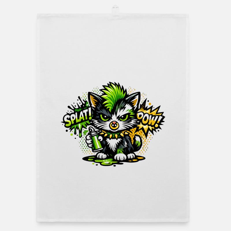 Neon Graffiti Kätzchen Sprayer Organic Geschirrtuch