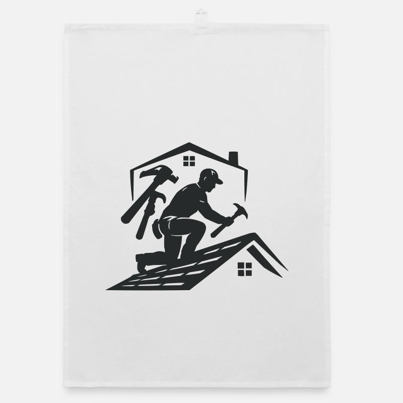 Dachhandwerker Silhouette Dachdecker Organic Geschirrtuch