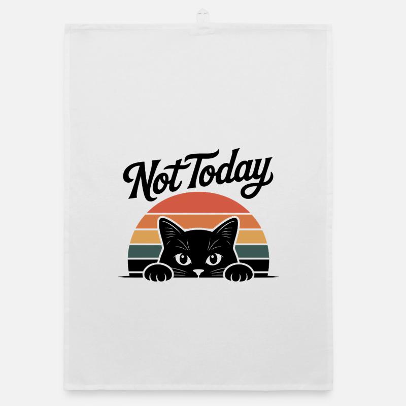 Katzen Retro-Silhouette Not Today Organic Geschirrtuch