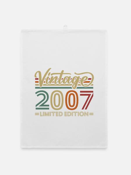 Vintage 2007 Limited Edition Geburtstag Retro - Organic Geschirrtuch - Weiß - Vorne