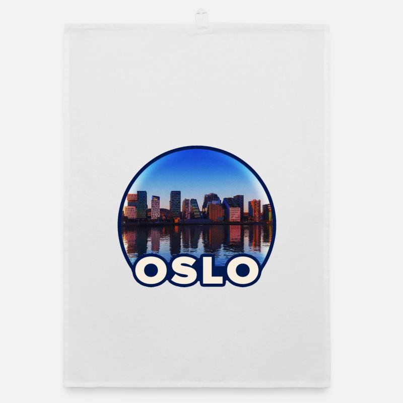 Oslo Skyline Reflection Organic dish towel
