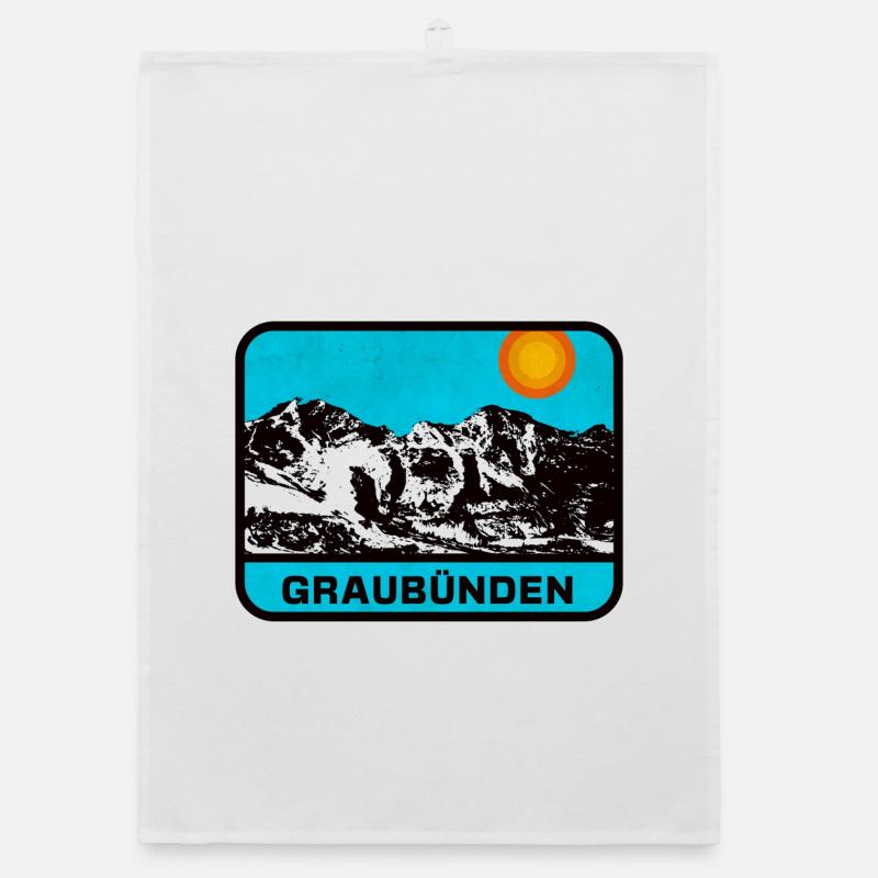 Graubünden Panorama Sonnenrand Organic Geschirrtuch