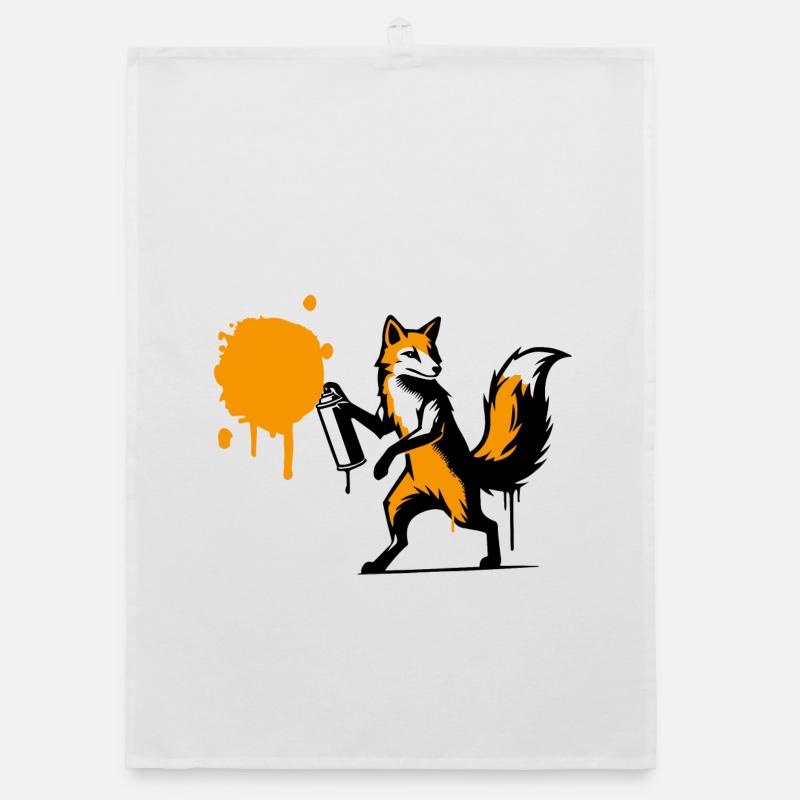 Graffiti fox in creative stencil style Organic dish towel