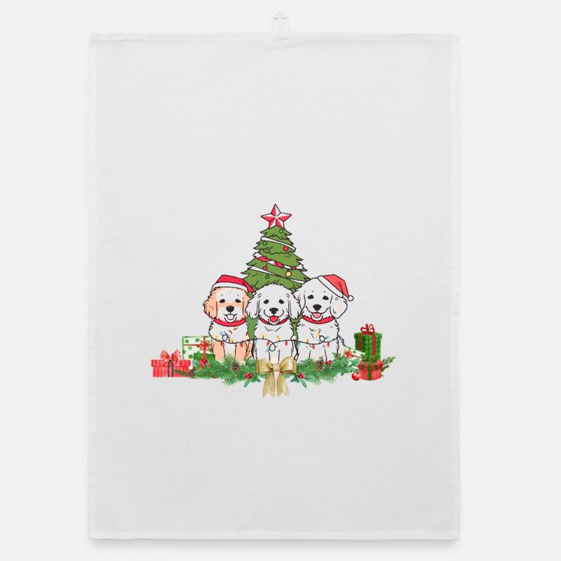 Conception de chiots festifs et d’arbres de Noël Torchon bio