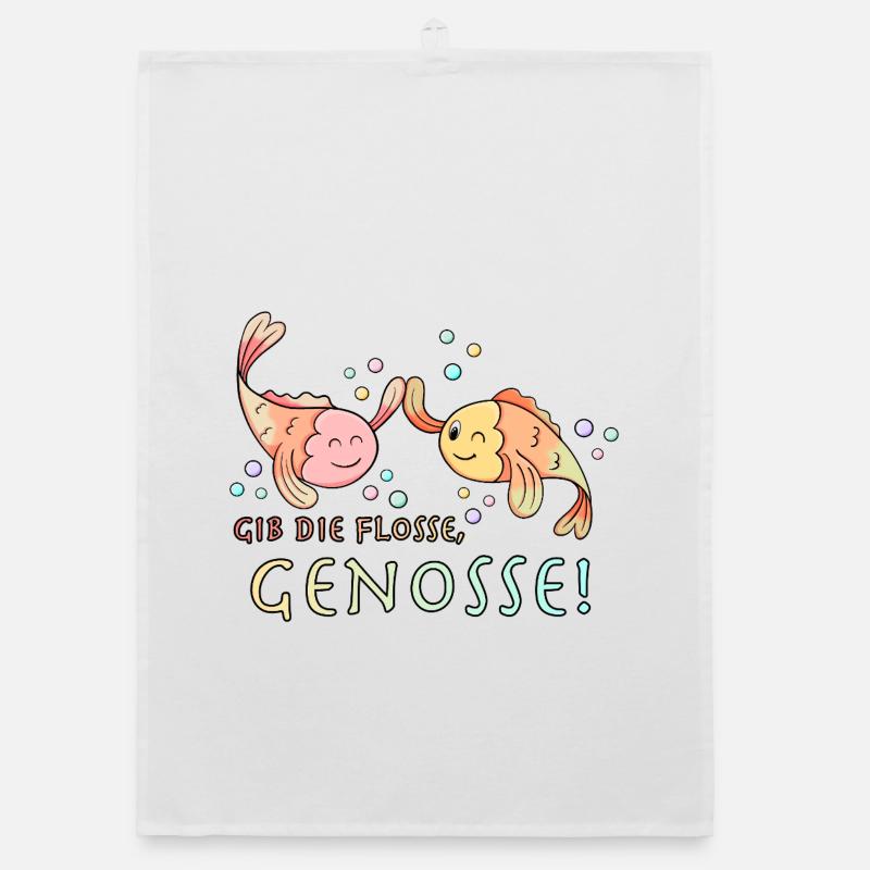 Give the fin to Comrade Fish! Organic dish towel
