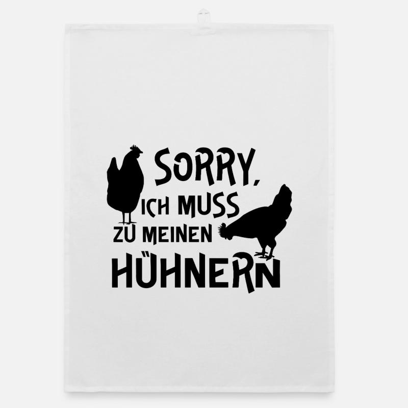 Humorous chicken design with text Organic dish towel