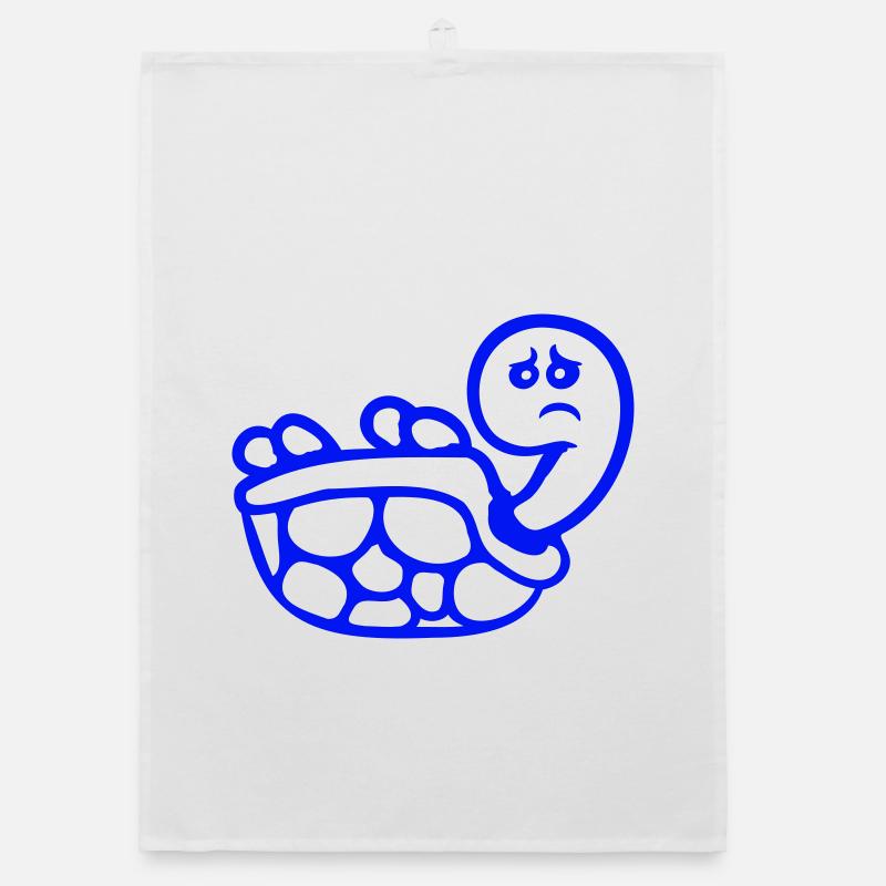 Turtle tipped over on its back lying sad Organic dish towel