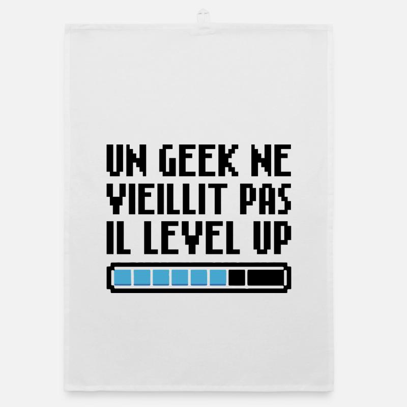 A geek doesn't get old, he level up Retro Gaming Organic dish towel