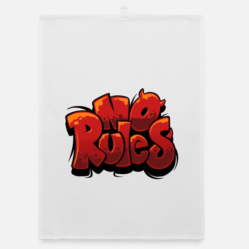 No rules Graffiti Urban Red Organic dish towel
