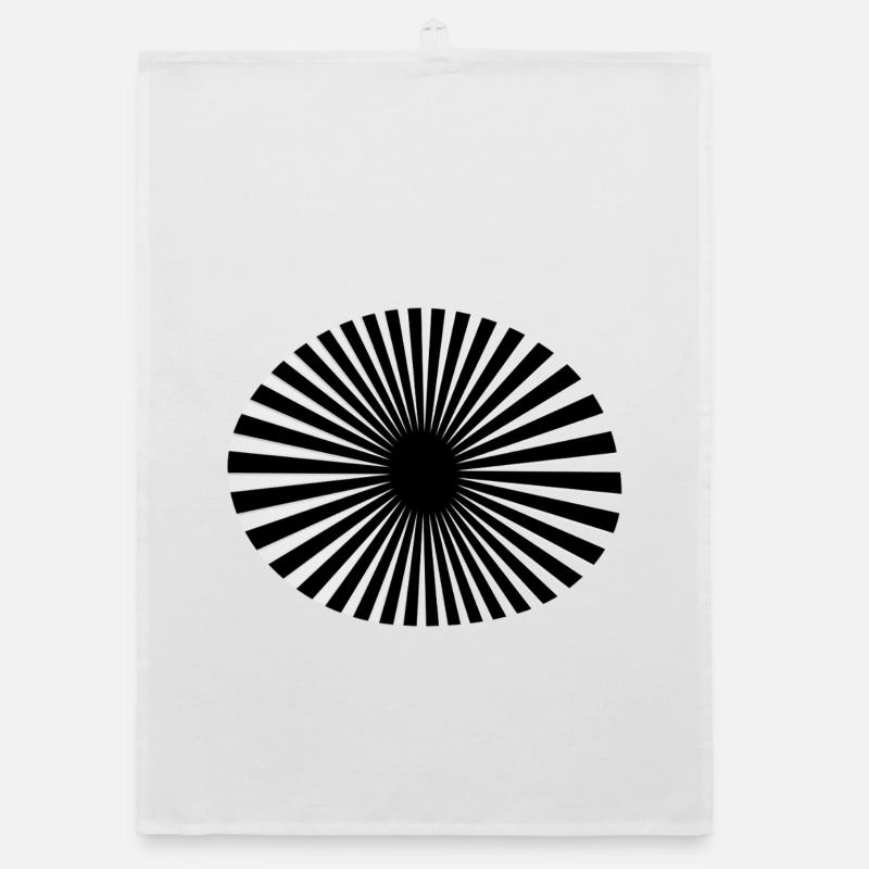 Black and white circular spokes Organic dish towel