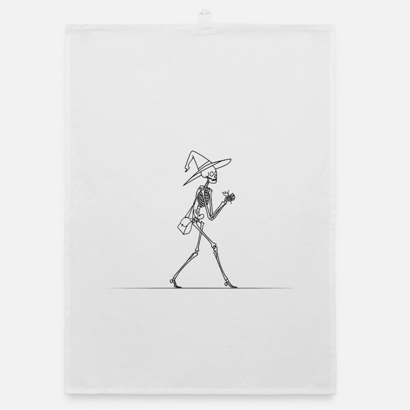 Skeleton Witch with Bag – Magic Line Graphic Organic dish towel