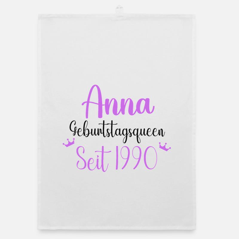 Anna Geburtstagsqueen Seit 1990 Geschenk Design Organic Geschirrtuch