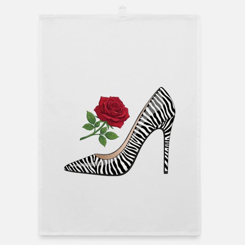 Zebra High Heel Rose - Organic Geschirrtuch - Weiß