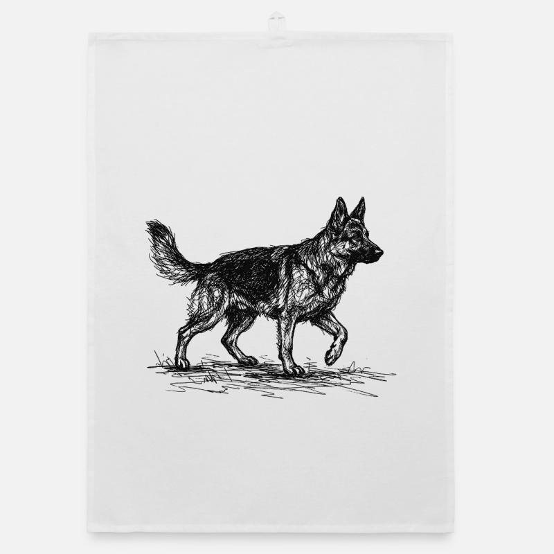 German Shepherd Sketch – German Shepherd Design Organic dish towel