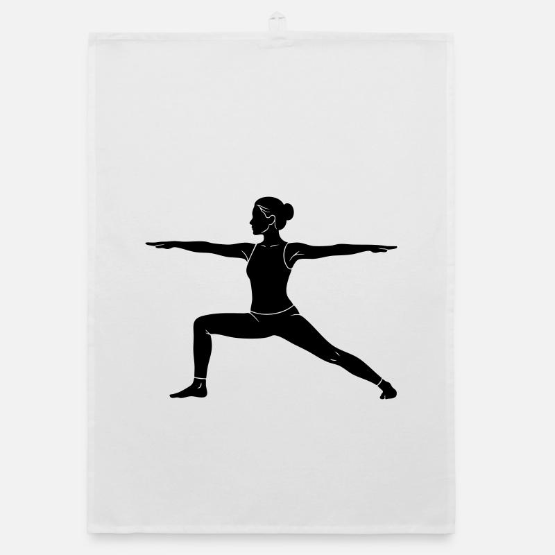 Warrior Yoga Pose Silhouette Organic dish towel