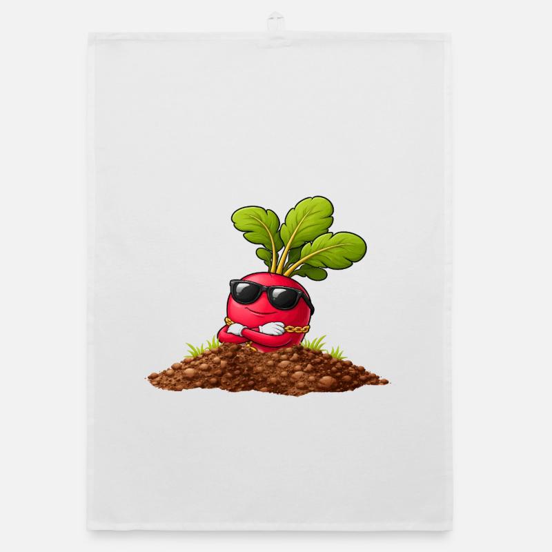 Cooles Radieschen mit Sonnenbrille und Kette  Organic Geschirrtuch