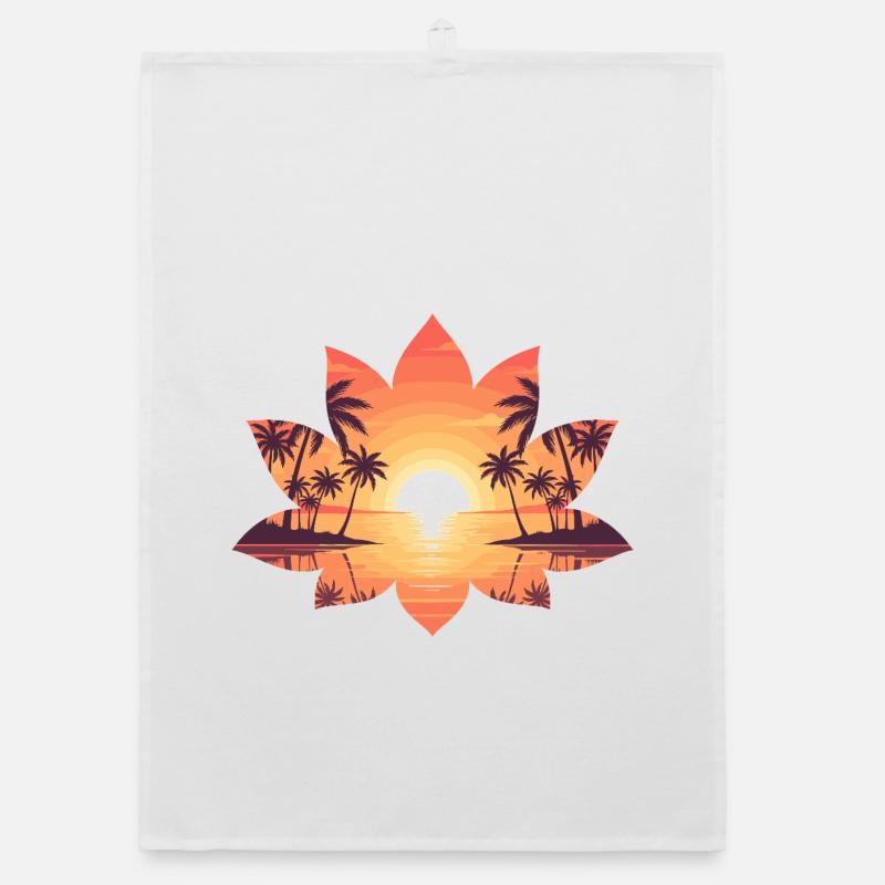 L’Île du Coucher du Soleil dans Lotus Frame Torchon bio