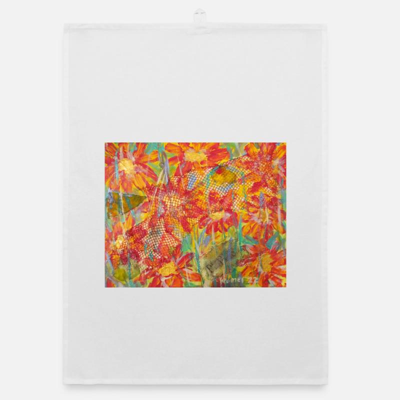 Lebendige Blumenwiese im Impressionstil Organic Geschirrtuch