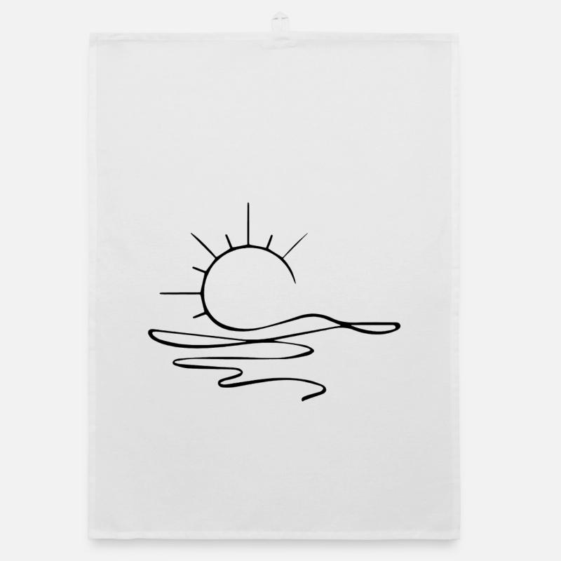 Esquisse du coucher de soleil (noir) Torchon bio