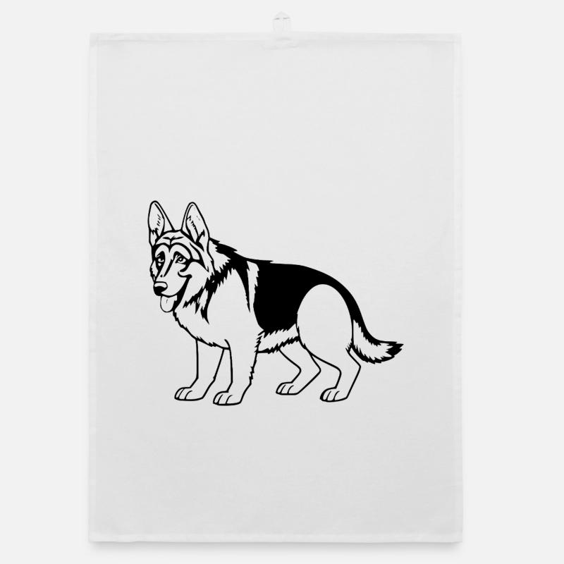 Schäferhund Hund - Organic Geschirrtuch - Weiß