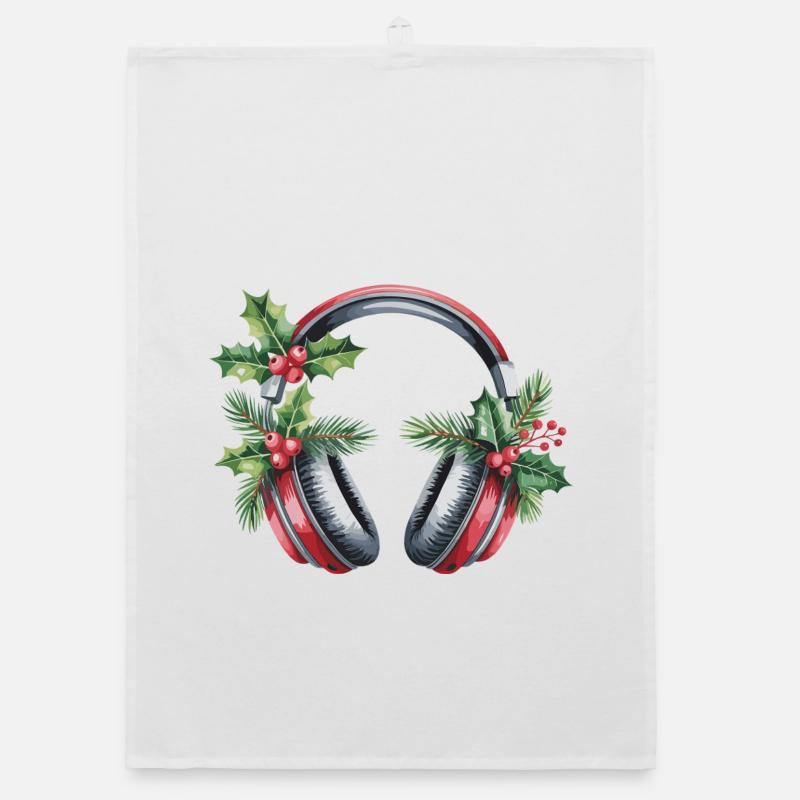 Weihnachtskopfhörer mit Tannengrün Organic Geschirrtuch