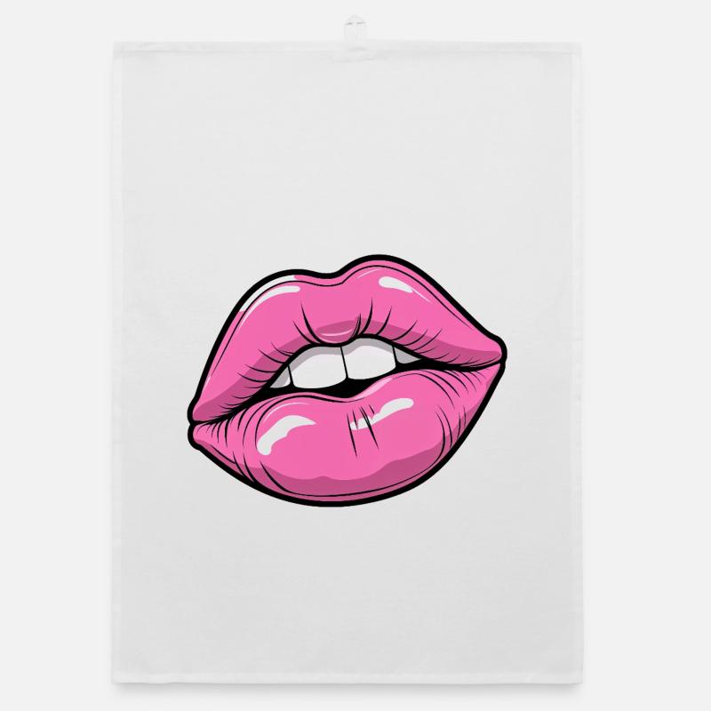 Pop Art Lips in Pink Glow Organic dish towel