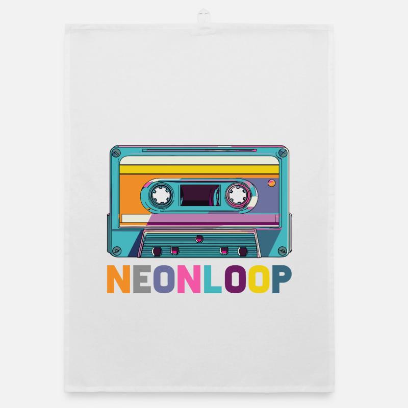 Neon Loop Kassettendesign Organic Geschirrtuch