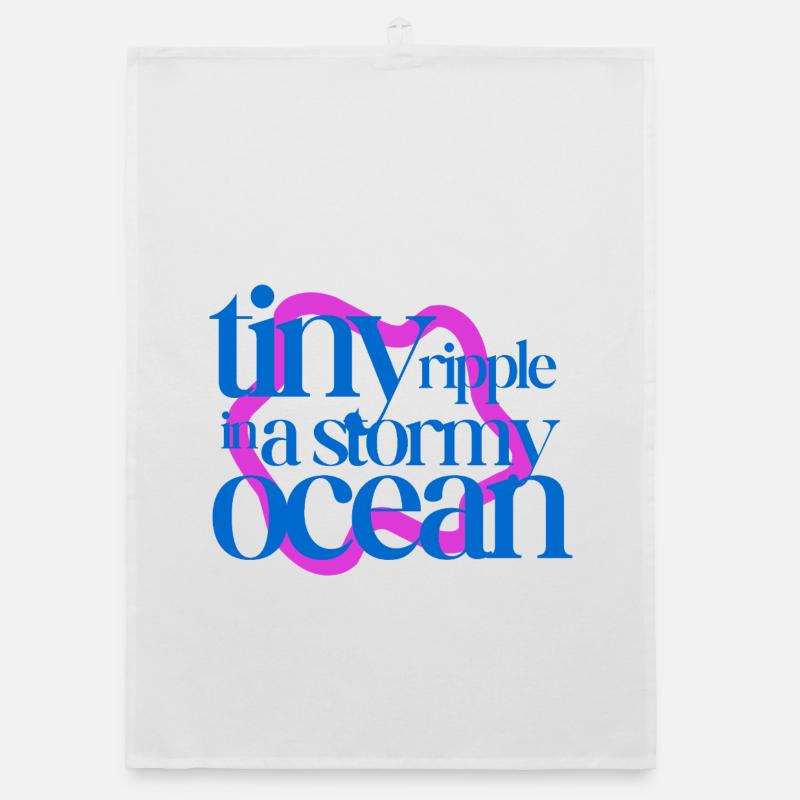 Tiny ripple in a stormy ocean (pink background) Organic Geschirrtuch