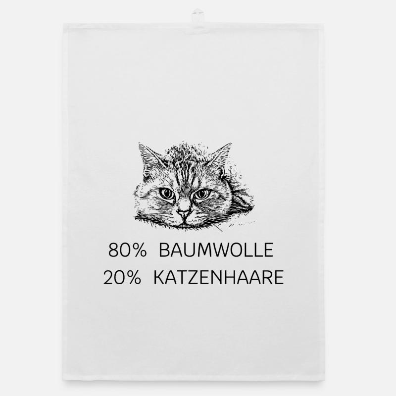 80 % coton - 20 % poils de chat - Torchon bio - blanc