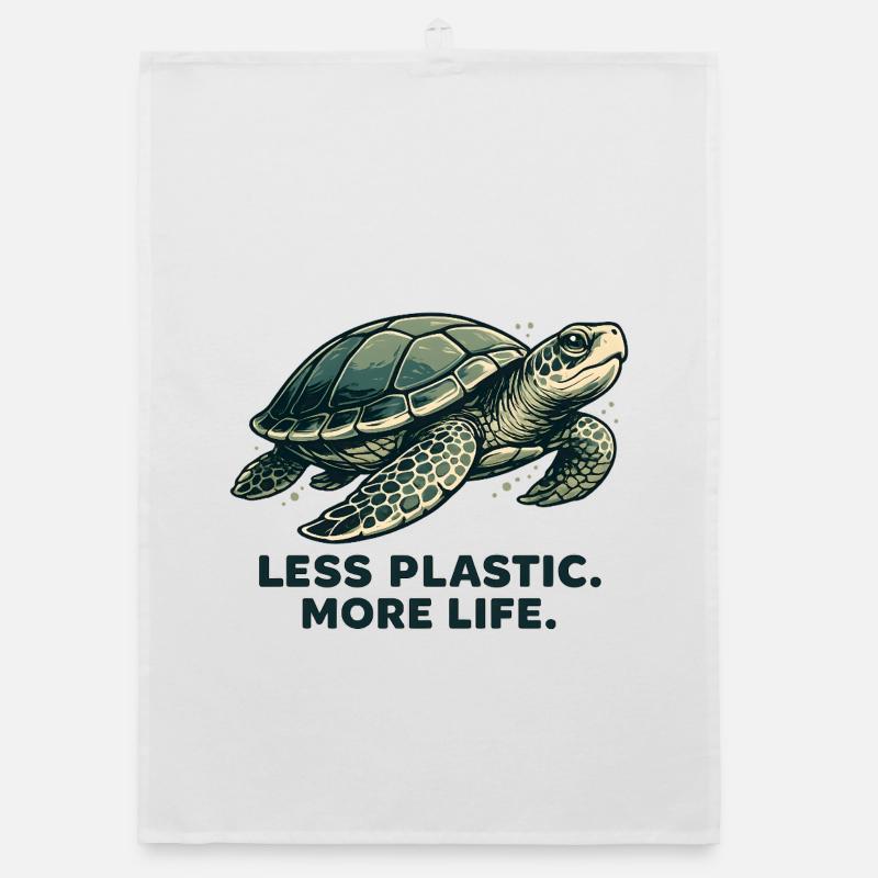 Less Plastic More Life Turtles Design Organic dish towel