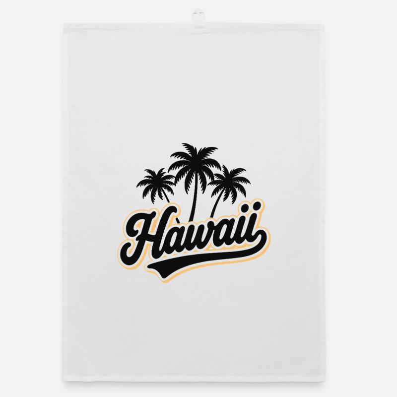 Hawaii Summer Vibes with Palm Trees and Sea Organic dish towel