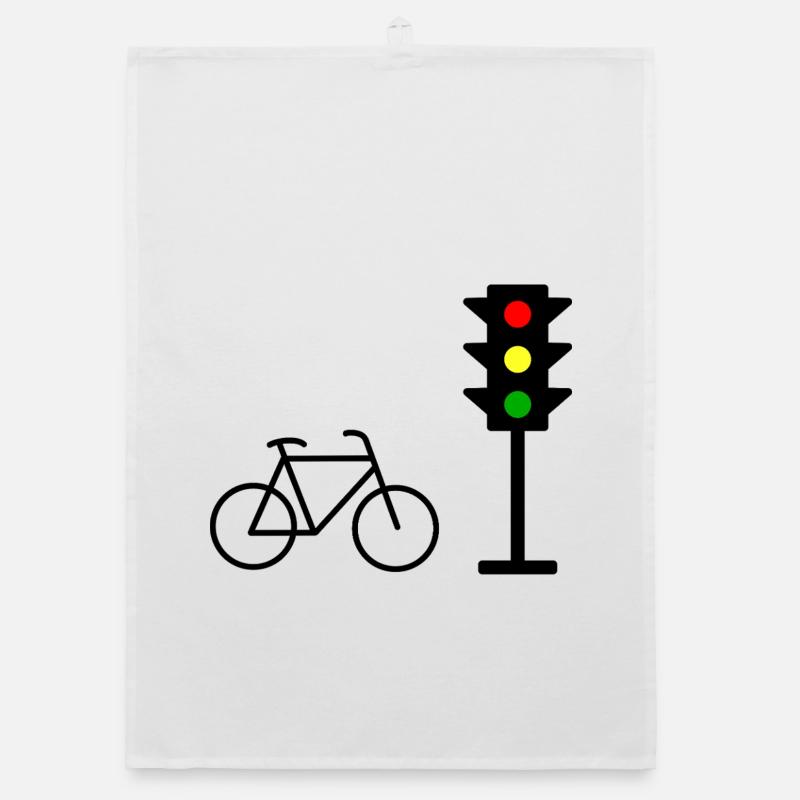 Empreinte de feu de circulation avec vélo Torchon bio