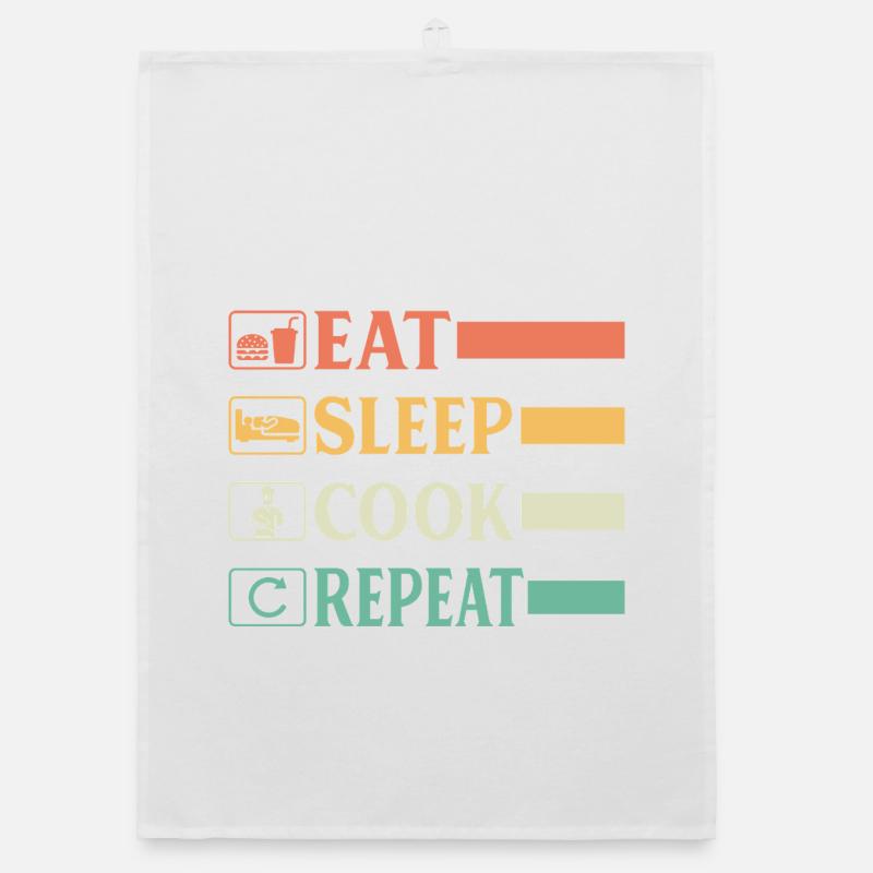 Funny Chef Head Chef Baker Chef Eat Sleep Cook Rep Organic dish towel