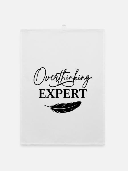 Overthinking Expert Spruch  - Organic Geschirrtuch - Weiß - Vorne