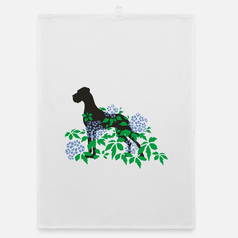 Great Dane and hydrangeas Organic dish towel