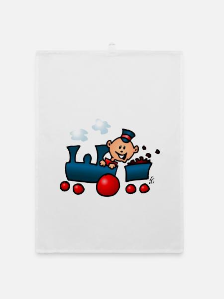 Train - Organic dish towel - white - Front