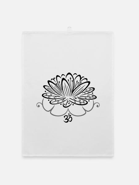 Lotus Lotusblume Om Symbol Lotusblüte - Organic Geschirrtuch - Weiß - Vorne