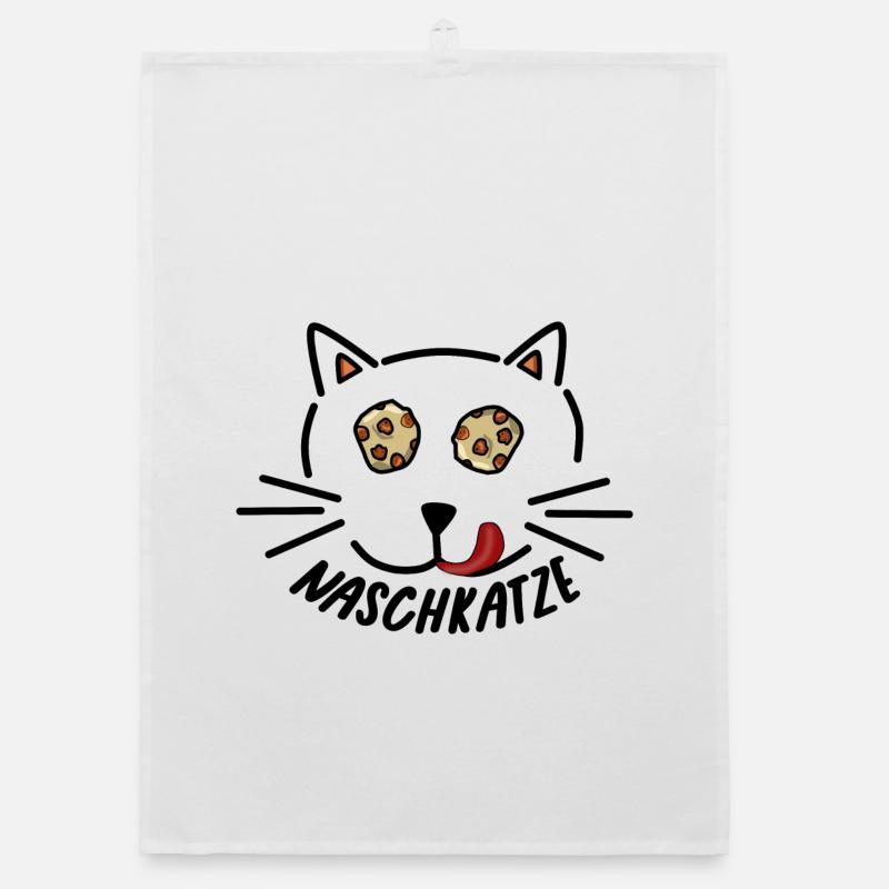 Naschkatze - Organic Geschirrtuch - Weiß