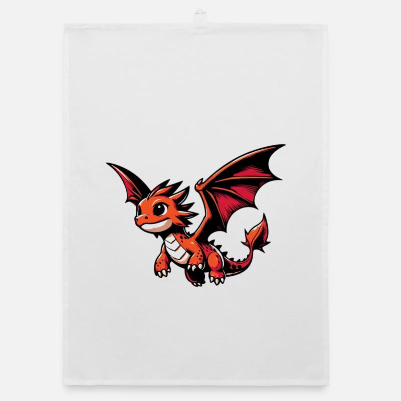 Drache - Organic Geschirrtuch - Weiß