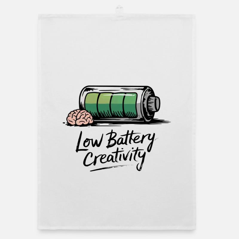 Creative humor – battery empty, ideas gone Organic dish towel