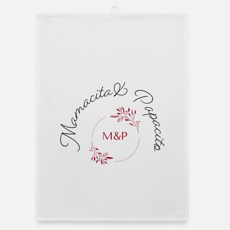 Cercle de monogrammes floraux M&P - Torchon bio - blanc