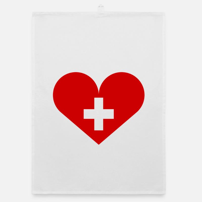Schweizer Flagge mit Herz Organic Geschirrtuch