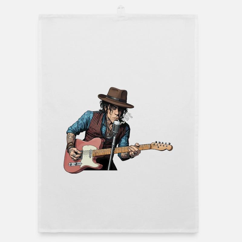 Bluesrock Sänger mit E-Gitarre - Organic Geschirrtuch - Weiß