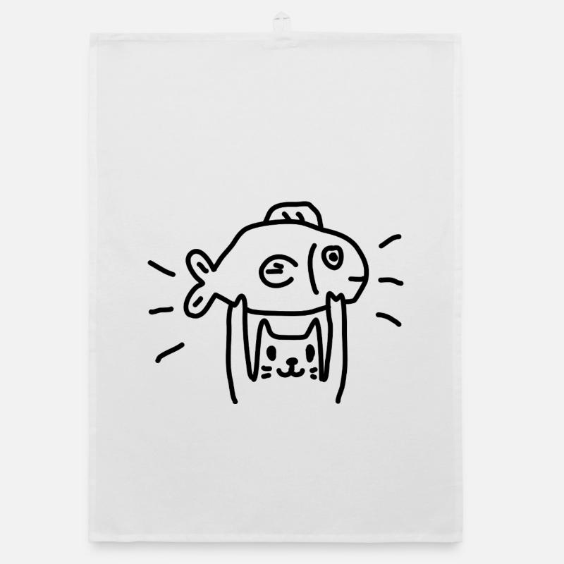 Cat Fishing Fish Organic dish towel