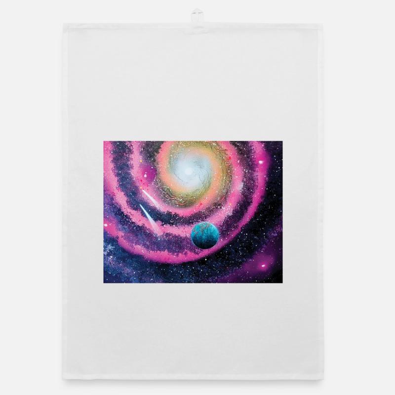 Galaxie rose - Torchon bio - blanc