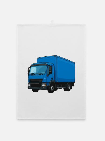 Blauer LKW Kraftvoller Transporter - Organic Geschirrtuch - Weiß - Vorne