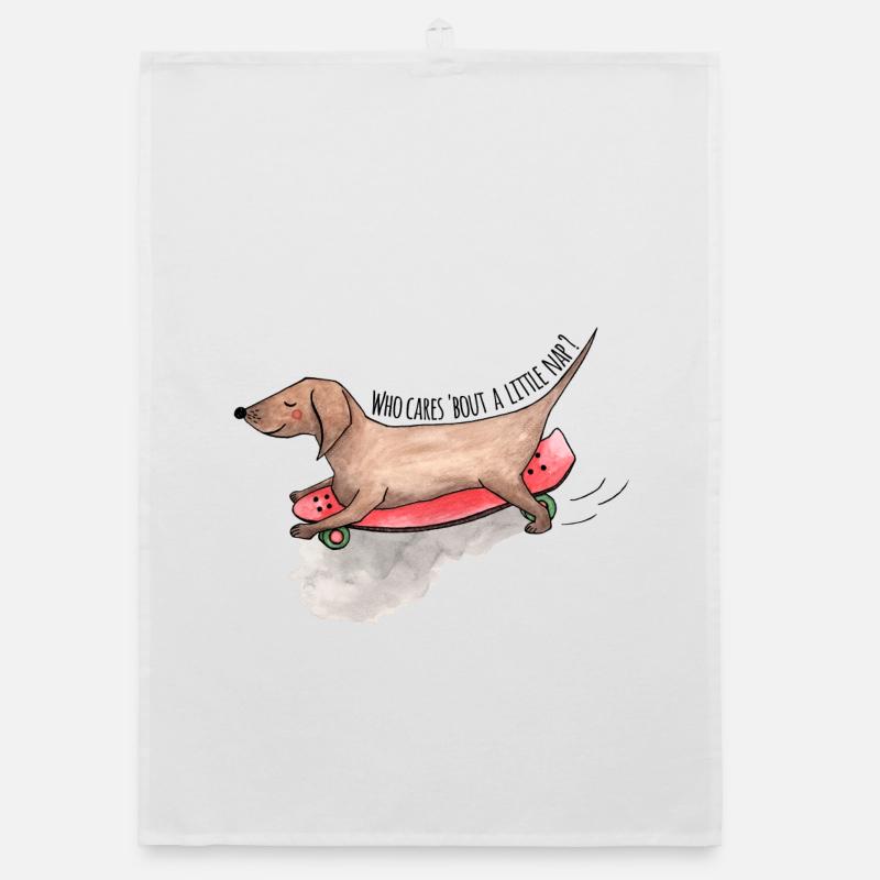 Dackel Longboard Hunde Schläfchen Organic Geschirrtuch