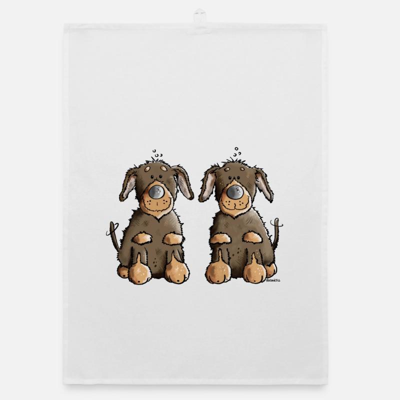Two Dachshunds Organic dish towel