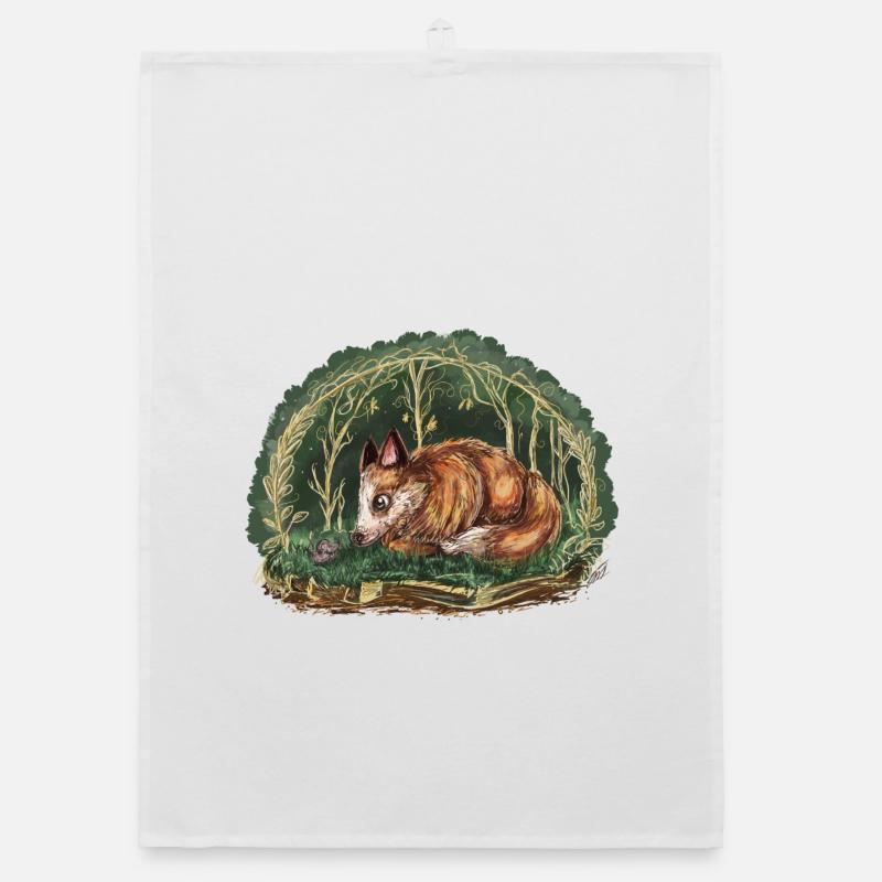 Fox and mouse Organic dish towel