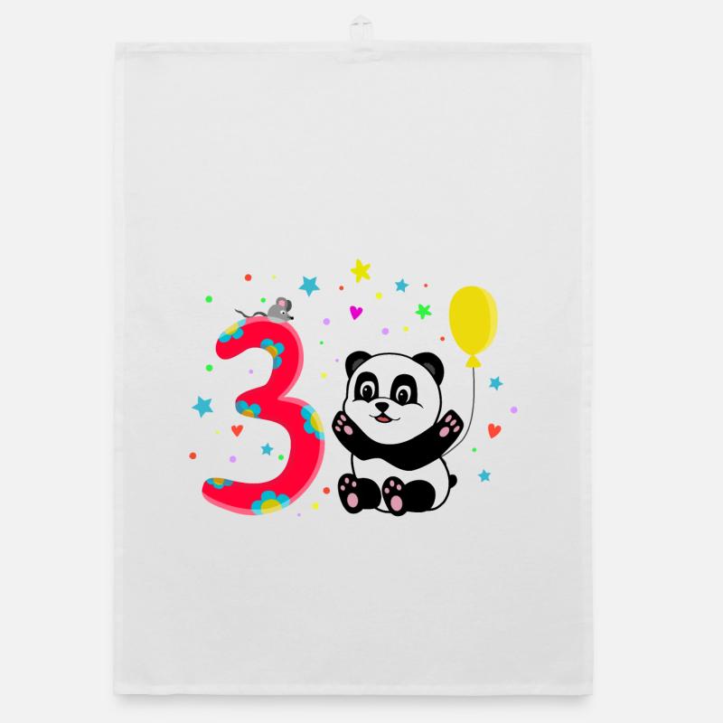 Third Birthday 3rd Year Old Panda Cute Gift Organic dish towel